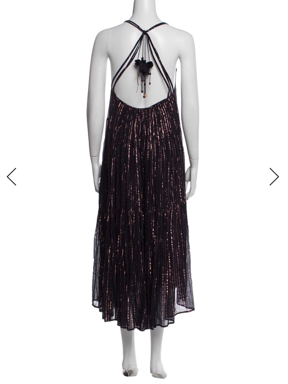 ULLA JOHNSON Navy Sparkle Strappy Midi Dress